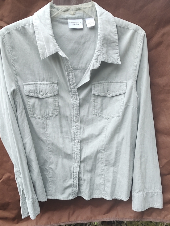 Sonoma Tops - Sonoma light gray button-down utility shirt with chest pockets